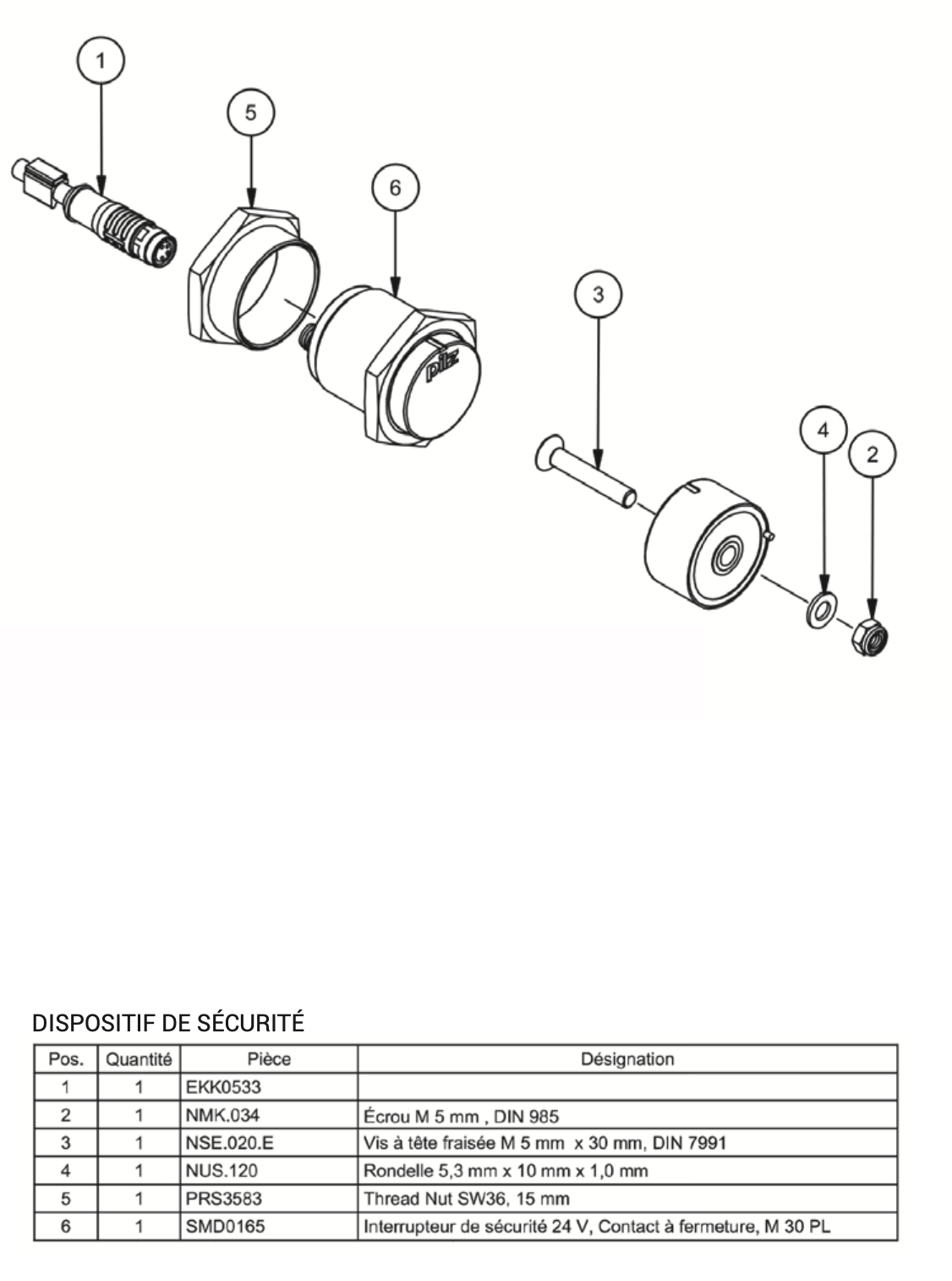 Éclaté Premix RCX 68 Dispositif de sécurité