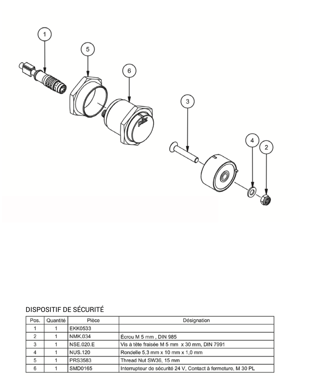 Éclaté Premix RCX 58 Dispositif de sécurité