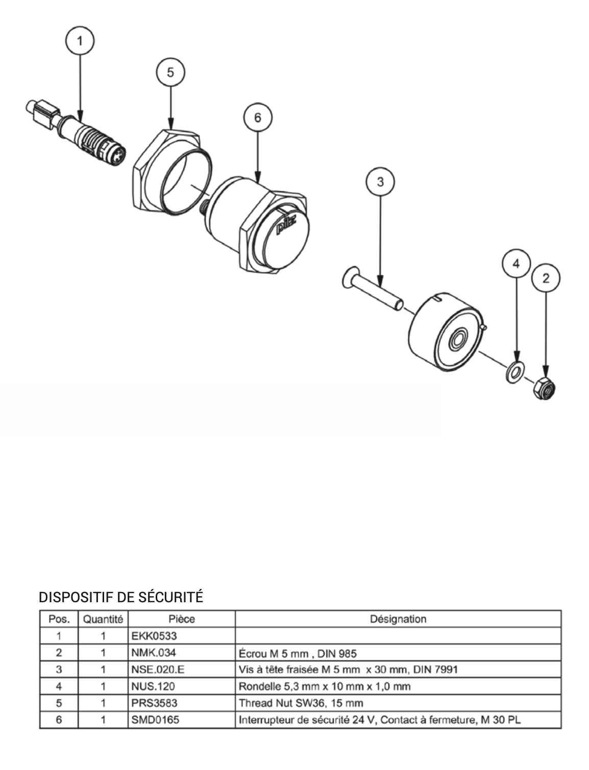 Éclaté Premix RCX 48 Dispositif de sécurité